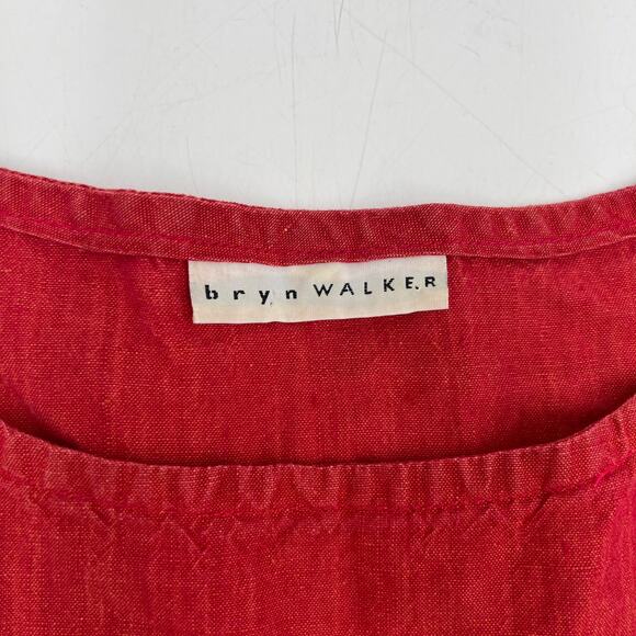 Bryn Walker Sleeveless Red Linen Midi Dress - Picture 3 of 10